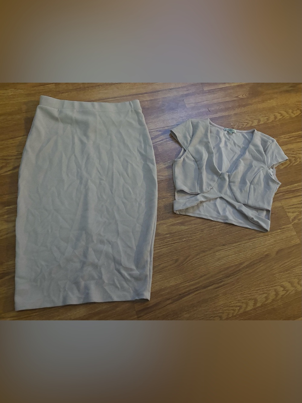 Charlotte Russe Light Taupe Textured Pencil Skirt